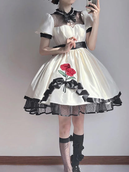 Cotton or Satin Classical Lolita Dress & Headband & Hat SAK0032