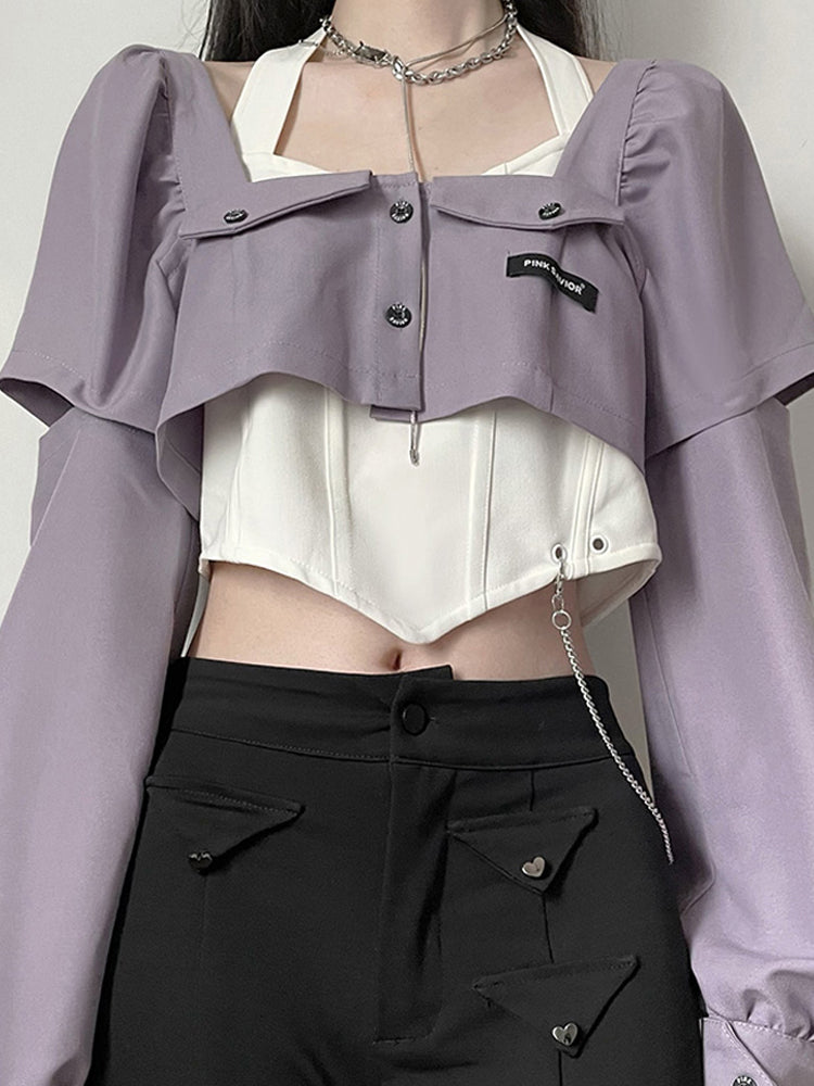 Subculture Sweet Cool purple Tops & Skirt PIN0001