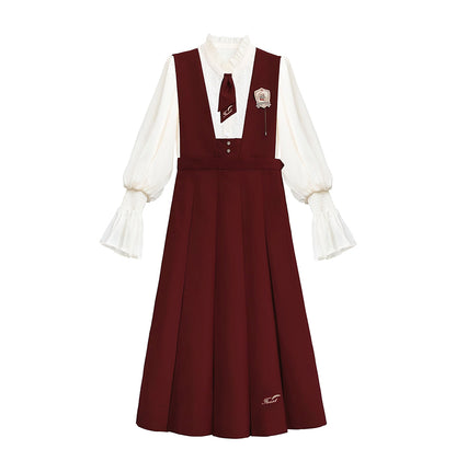 Elegant College Style Wine Red Dress HUT0078