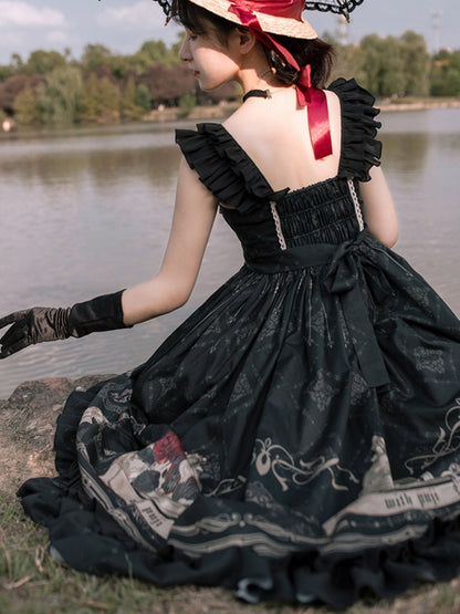 Birdcage Print Mid-Length Gothic Dress WIT0073