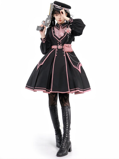 Pink x Black Military Lolita Set-Up SPR0002