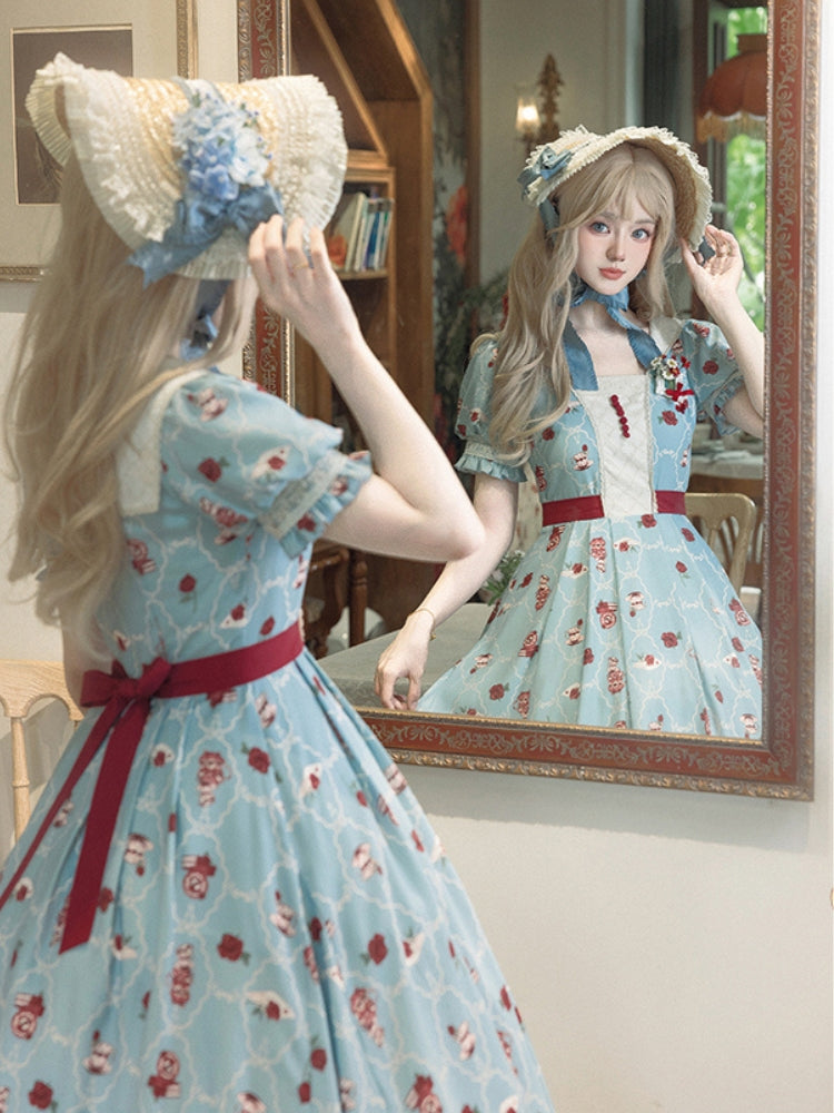 Flower Tea Print Lolita Dress WIT0071