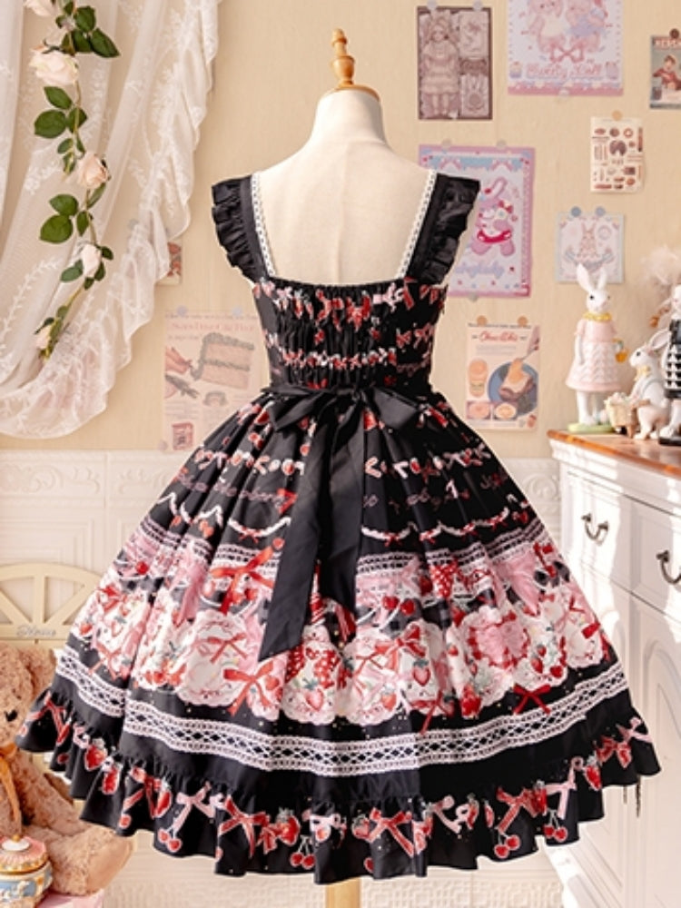 Sweet Print Berry Apron Lolita Dress CAT0035