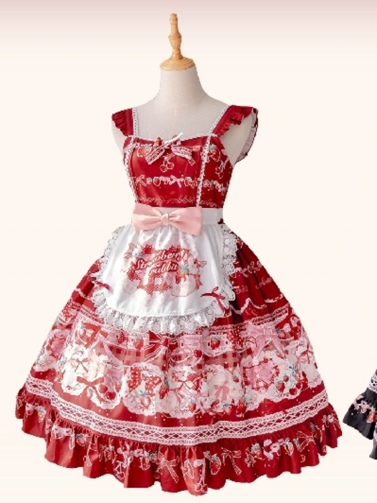 Sweet Print Berry Apron Lolita Dress CAT0035