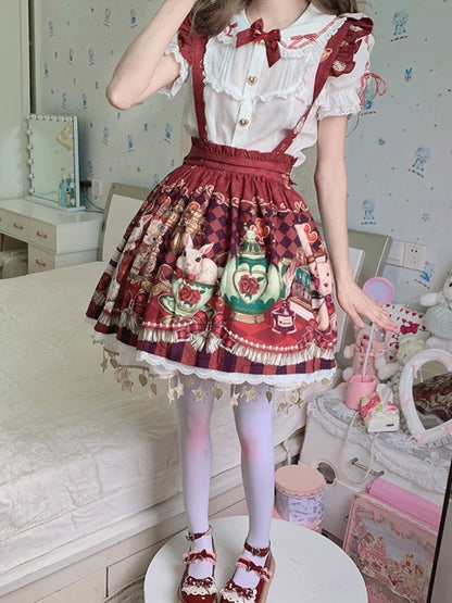 Bunny Print Girly Lolita Jumper Skirt CAT0036