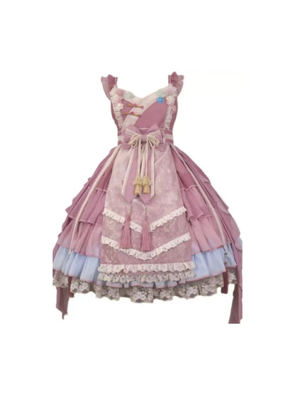 Pink Tiered Chinese Style Detailed Dress CAT0039