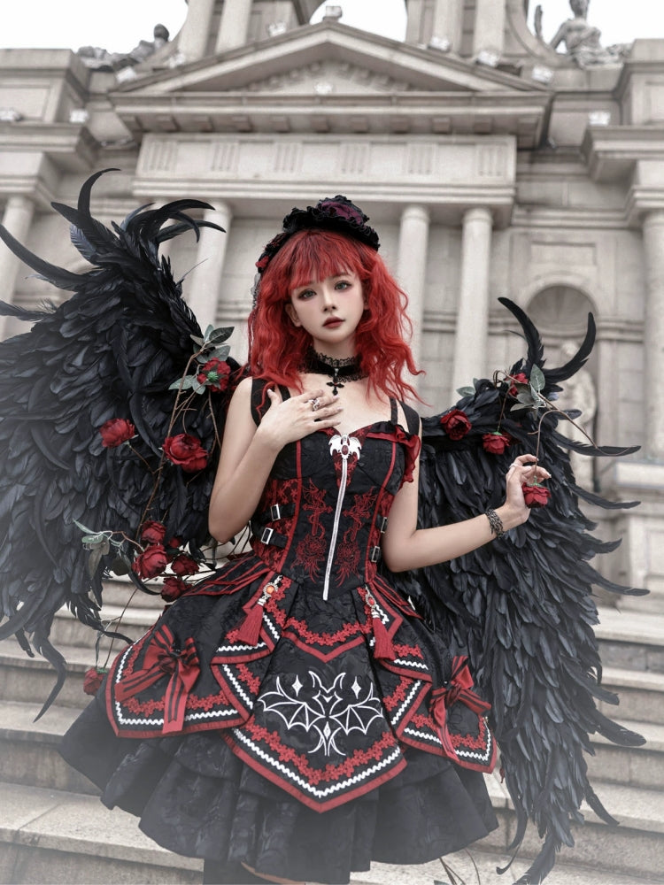 Black and Red Bat Dark Gothic Lolita Dress CAT0028