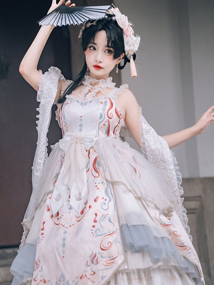 Chinese-style Lolita Dress with Voluminous Frills CAT0043