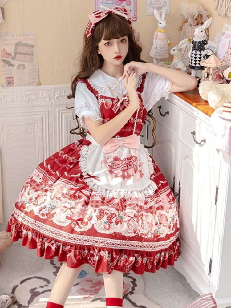 Sweet Print Berry Apron Lolita Dress CAT0035