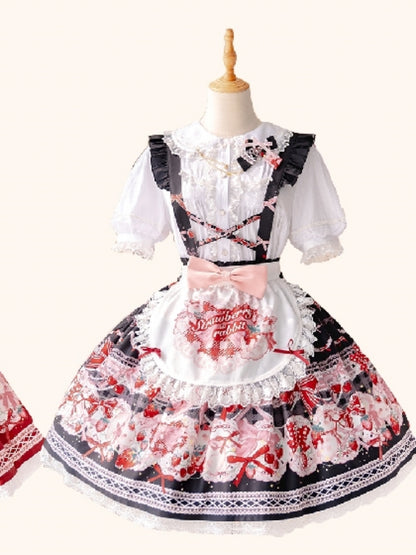 Sweet Print Berry Apron Lolita Dress CAT0035