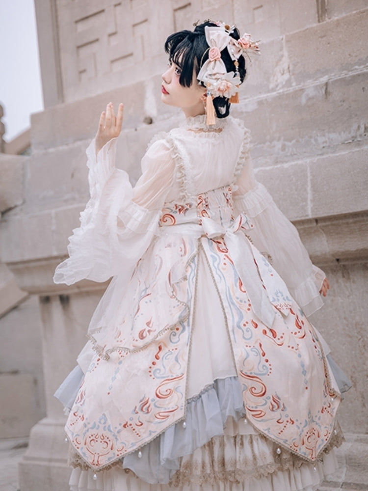 Chinese-style Lolita Dress with Voluminous Frills CAT0043