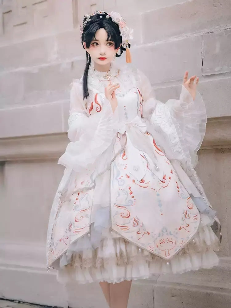 Chinese-style Lolita Dress with Voluminous Frills CAT0043