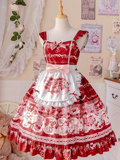 Sweet Print Berry Apron Lolita Dress CAT0035