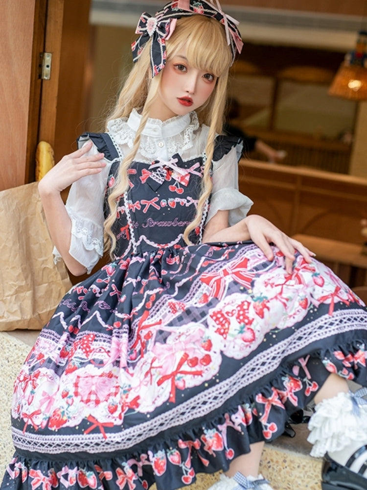 Sweet Print Berry Apron Lolita Dress CAT0035