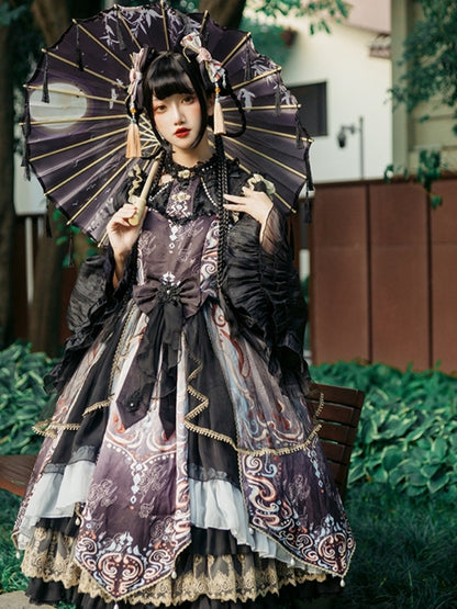 Chinese-style Lolita Dress with Voluminous Frills CAT0043