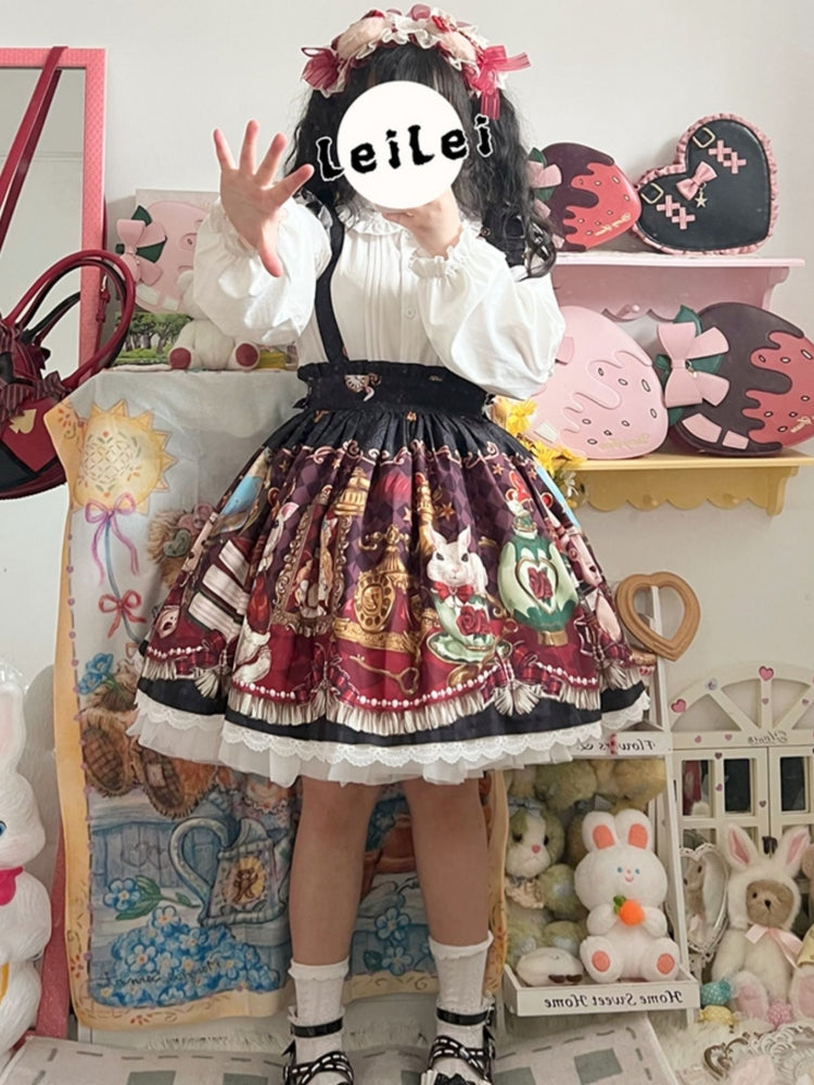 Bunny Print Girly Lolita Jumper Skirt CAT0036