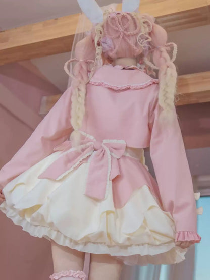 Pink and White Heart Ribbon Lolita Dress CAT0031