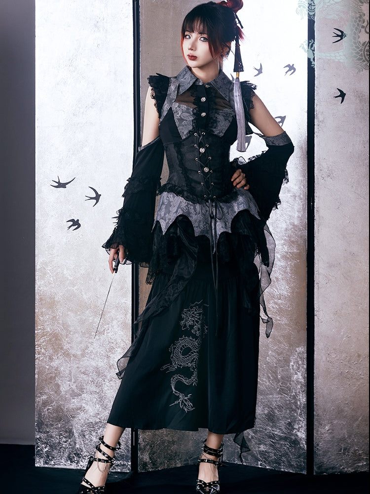 Chinese Style Gothic Dark Two-Piece CAT0065