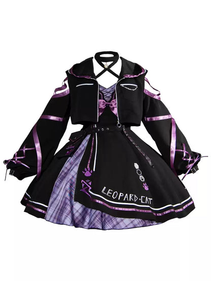 Cat Lolita Purple Ribbon Dress CAT0023