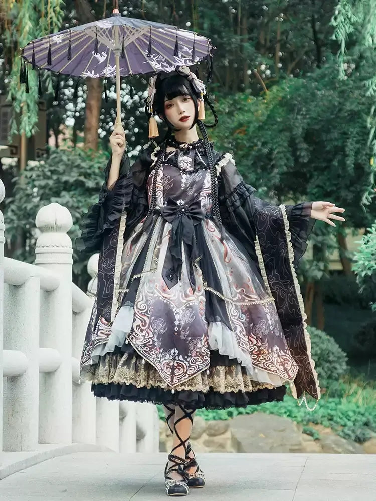 Chinese-style Lolita Dress with Voluminous Frills CAT0043