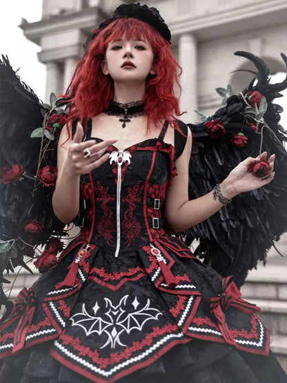 Black and Red Bat Dark Gothic Lolita Dress CAT0028