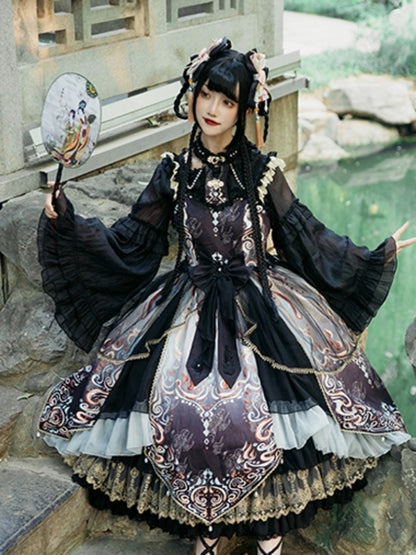 Chinese-style Lolita Dress with Voluminous Frills CAT0043