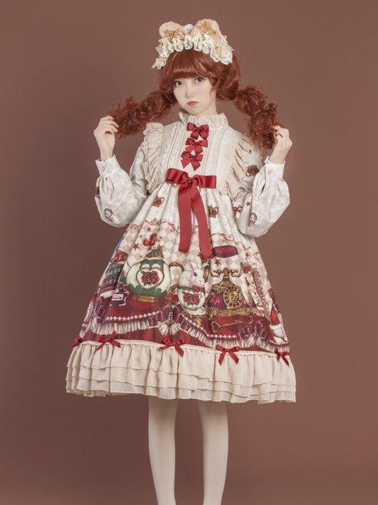 Cat Print Ribbon Lolita Dress CAT0019