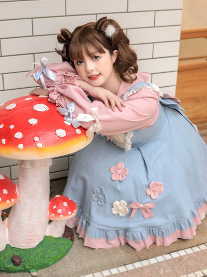 Pink And Light Blue Back Big Ribbon Lolita Dress CAT0050