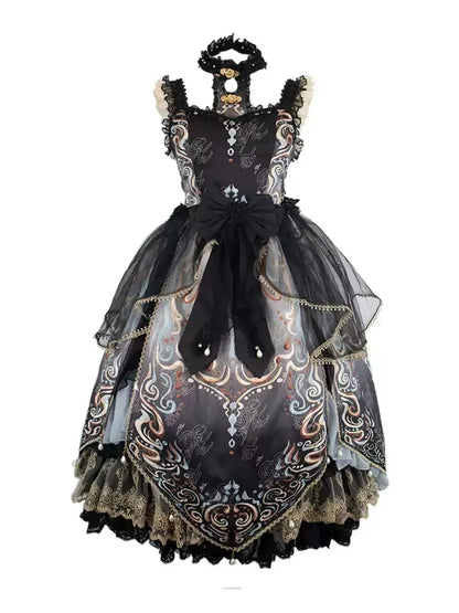 Chinese-style Lolita Dress with Voluminous Frills CAT0043