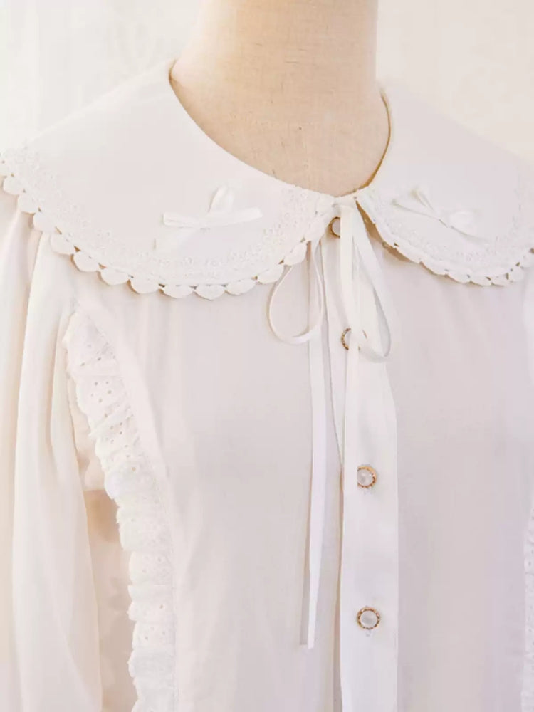 Scallop Lace Round Collar Lantern Sleeve Lolita Inner Blouse CAT0044