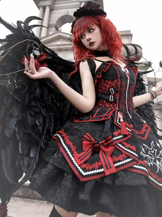 Black and Red Bat Dark Gothic Lolita Dress CAT0028