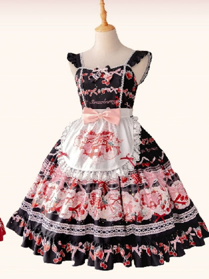 Sweet Print Berry Apron Lolita Dress CAT0035