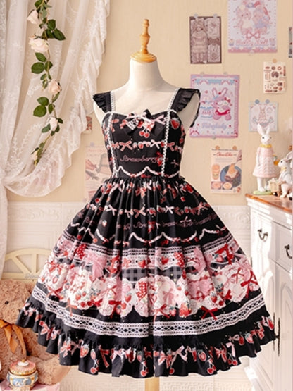 Sweet Print Berry Apron Lolita Dress CAT0035