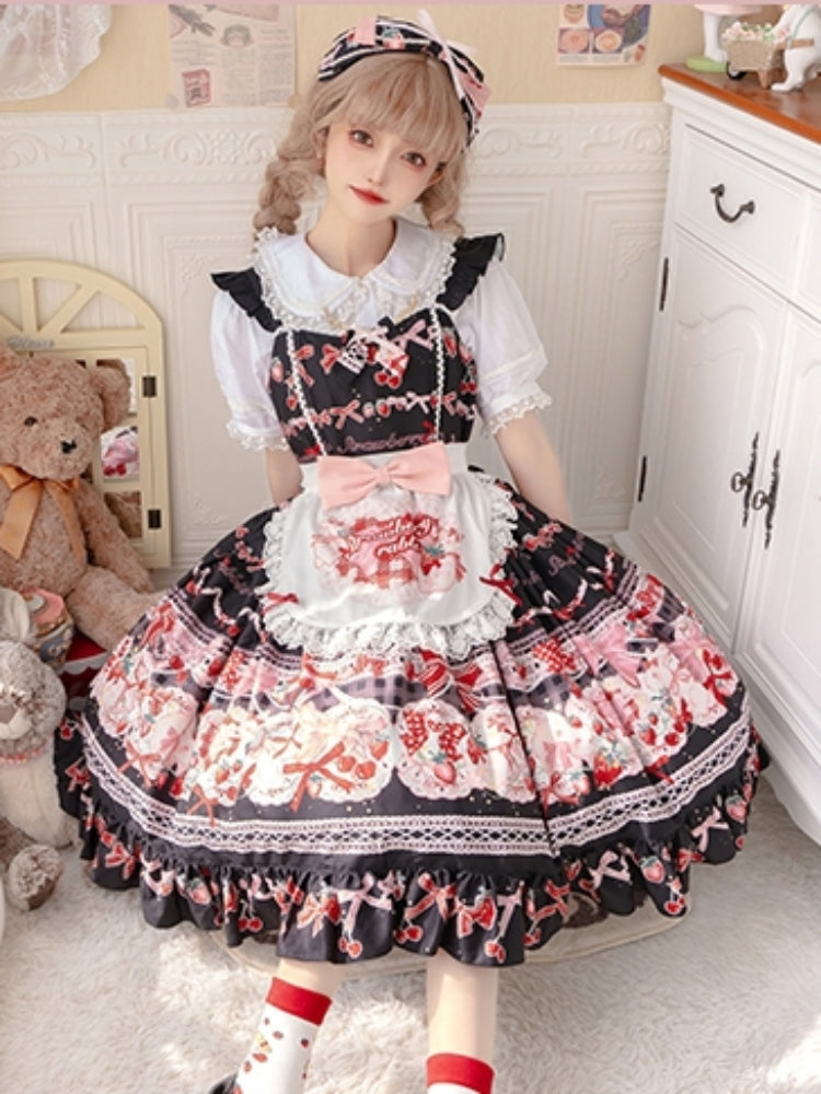 Sweet Print Berry Apron Lolita Dress CAT0035