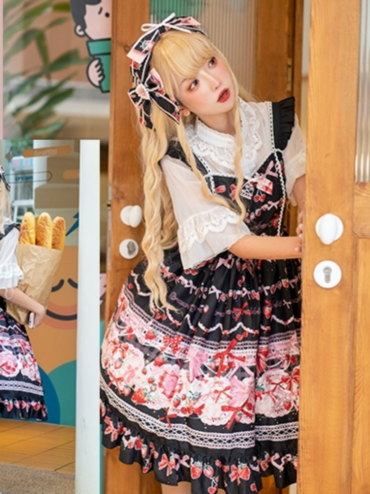 Sweet Print Berry Apron Lolita Dress CAT0035