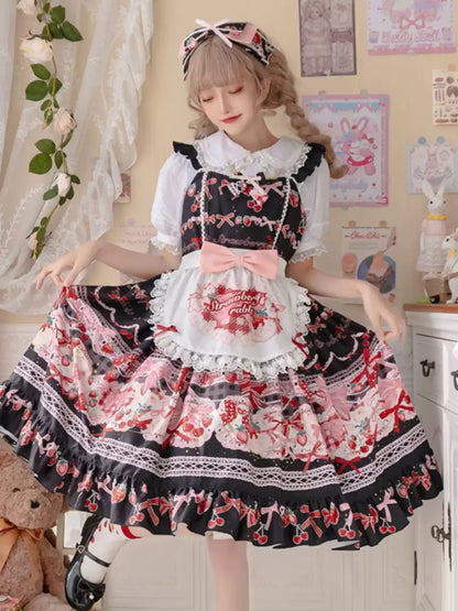 Sweet Print Berry Apron Lolita Dress CAT0035