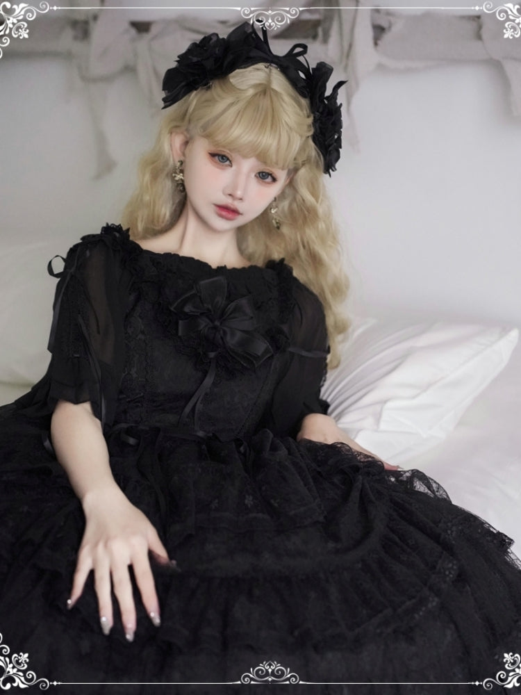 Ribbon Lace Black Lolita Dress EIY0004