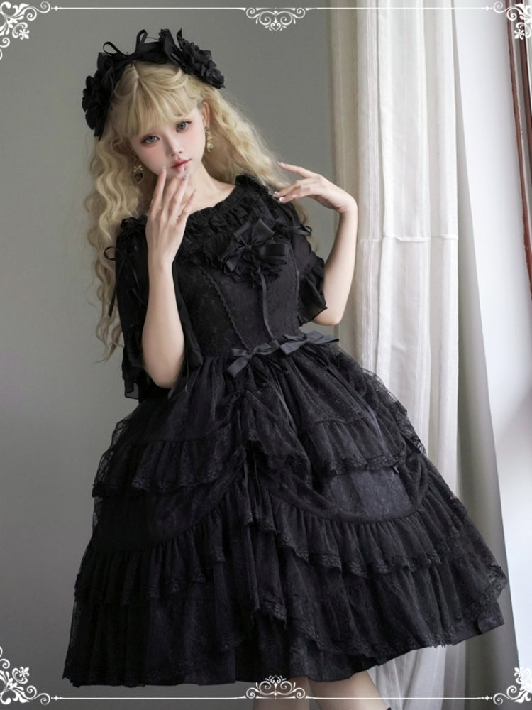 Ribbon Lace Black Lolita Dress EIY0004