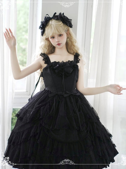 Ribbon Lace Black Lolita Dress EIY0004