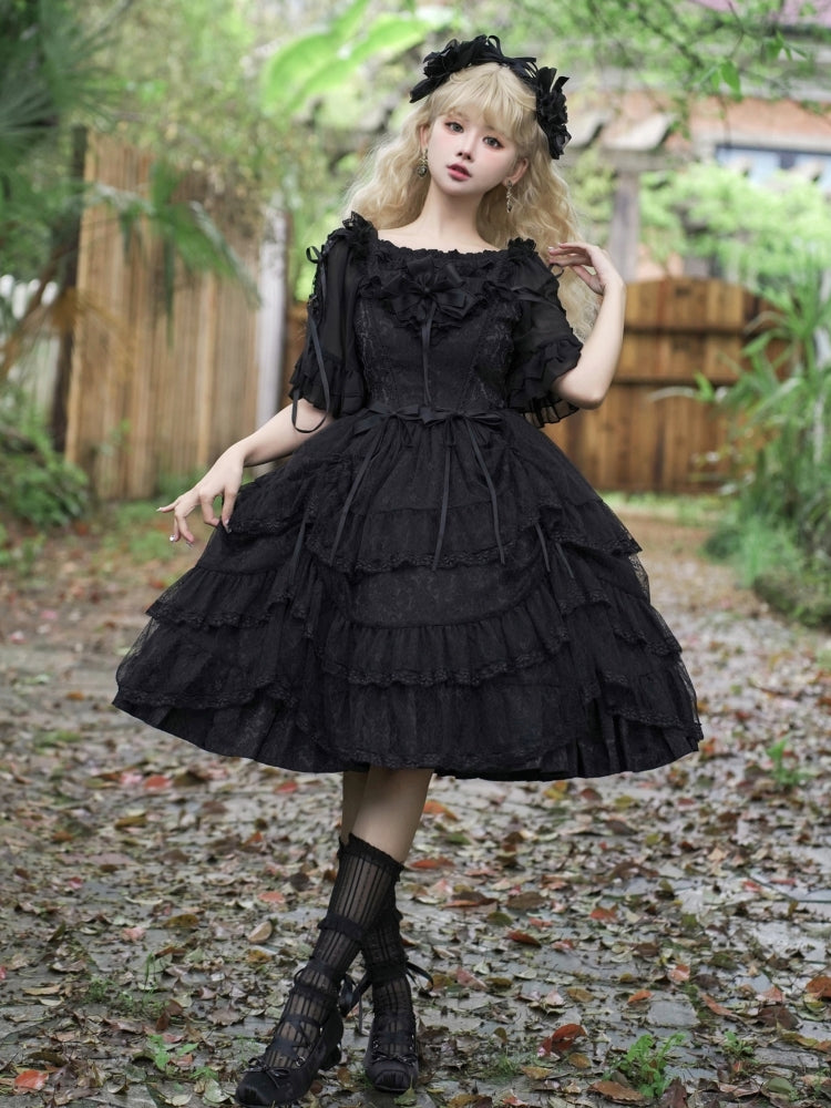 Ribbon Lace Black Lolita Dress EIY0004