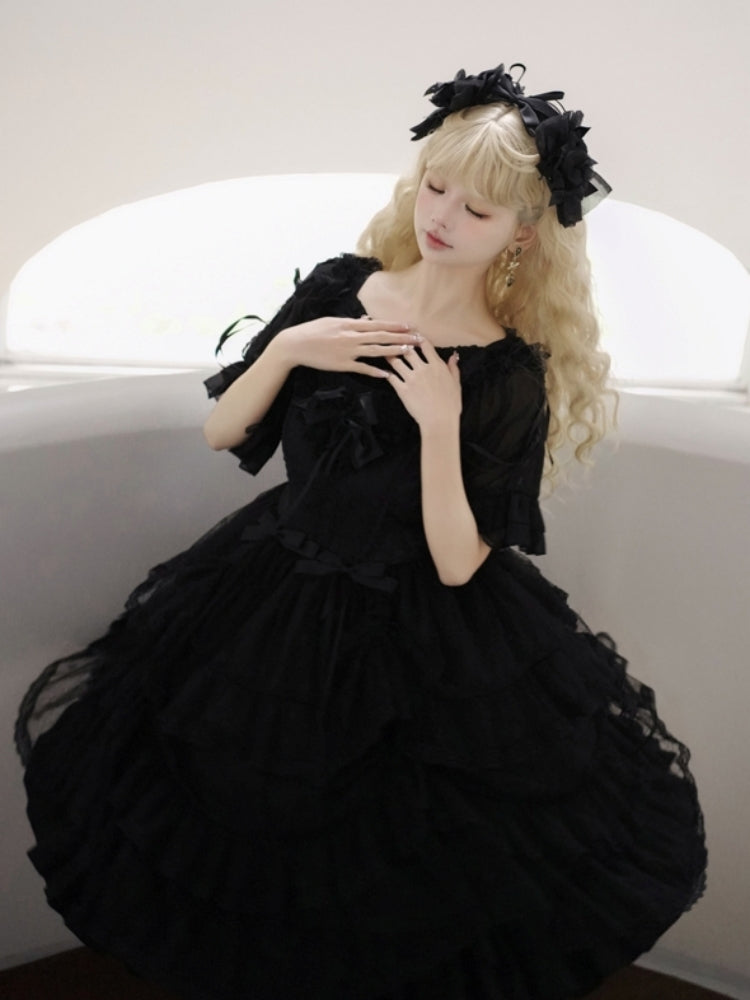 Ribbon Lace Black Lolita Dress EIY0004