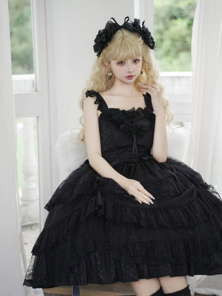 Ribbon Lace Black Lolita Dress EIY0004