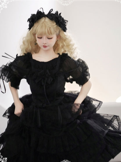 Ribbon Lace Black Lolita Dress EIY0004