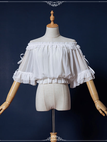 Off-Shoulder Frill Flare Sleeve Blouse EIY0009