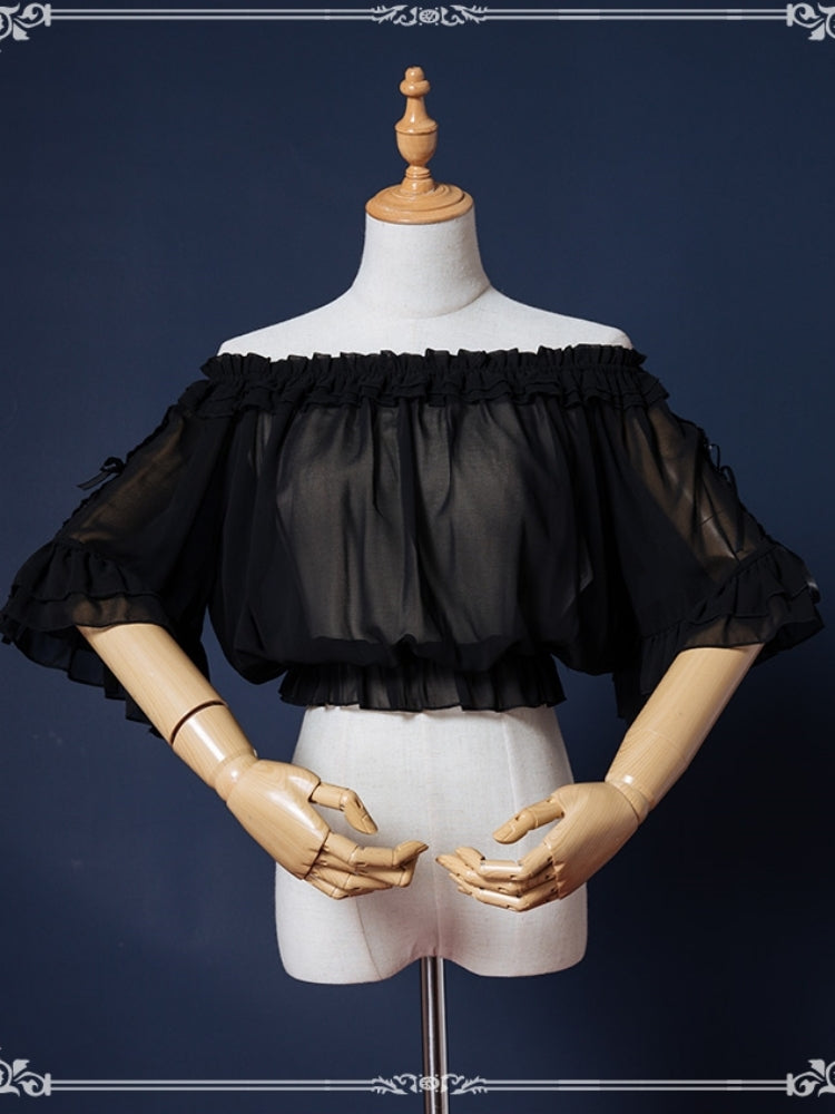 Off-Shoulder Frill Flare Sleeve Blouse EIY0009