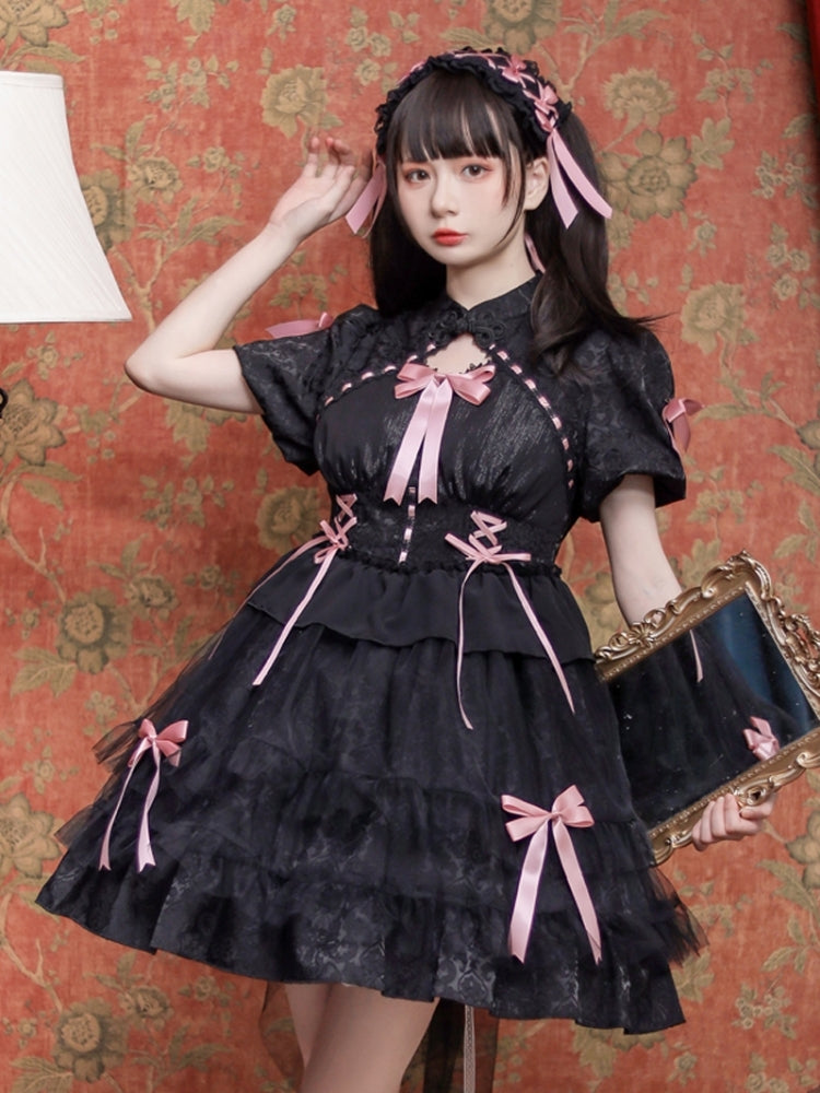 Ribbon Short Sleeve Lolita Dress EIY0011