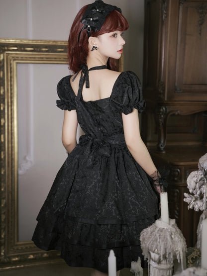 Dark Gothic Black Cross Strap Dress EIY0014