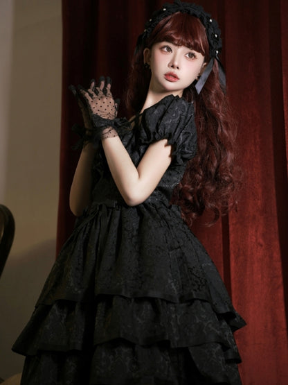 Dark Gothic Black Cross Strap Dress EIY0014