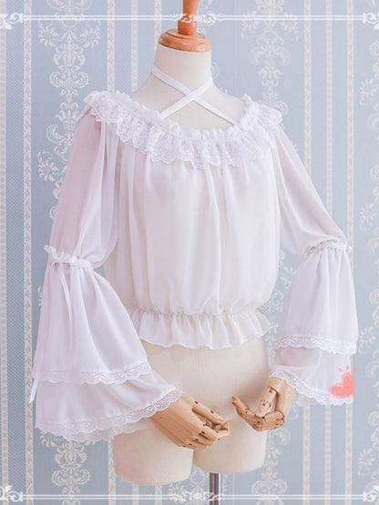 Cross Strap Frill Sleeve Blouse EIY0015