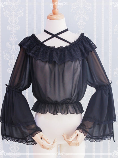 Cross Strap Frill Sleeve Blouse EIY0015